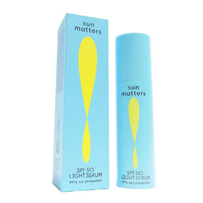 Sun Matters Sonnencreme turkise Verpackung mit gelb.